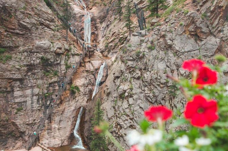 A Waterfall In A Rocky Area